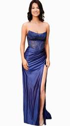Hannah Navy Stone Bodice Dress